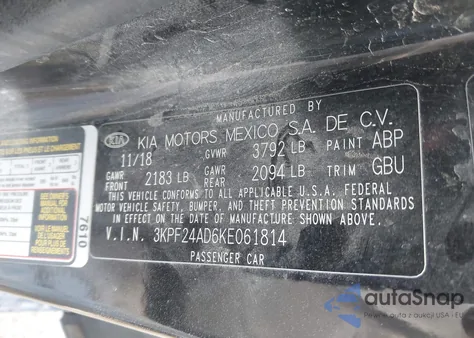 2019 Kia Forte Lxs из США, поврежденный, VIN 3KPF24AD6KE061814